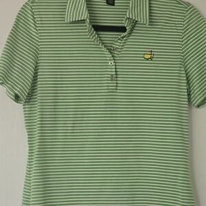 MASTERS Green Striped Polo Shirt
